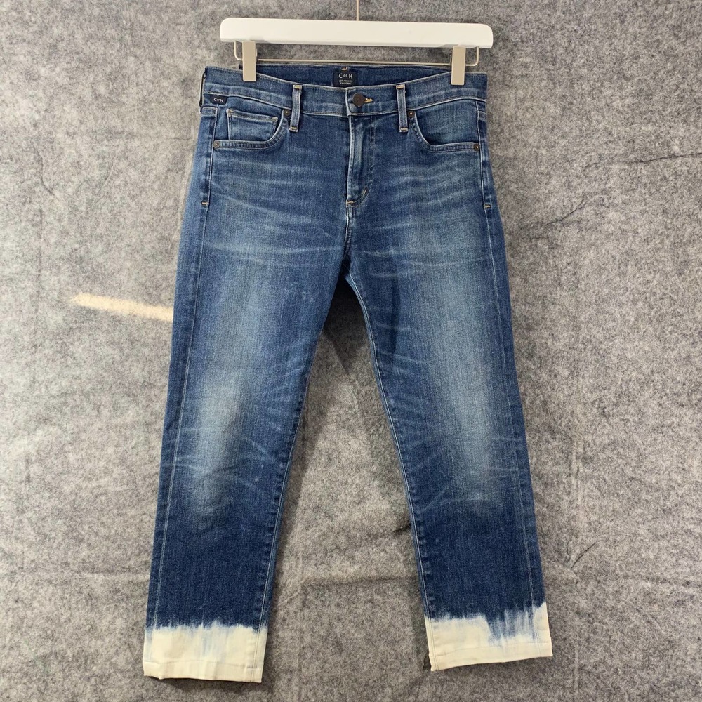 Citizens Of Humanity Jeans 26 Blue Denim Agnes Crop Mid Rise Slim Straight